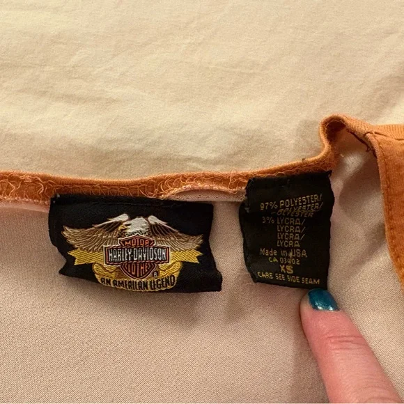 Harley-Davidson Women's Ombre Long Sleeve Tee - Orange and Brown XS - Picture 3 of 5